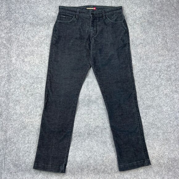Quiksilver Pants Mens 30 Black Corduroy Jeans Slim Straight Tapered‎ Skate Surf - Picture 1 of 13